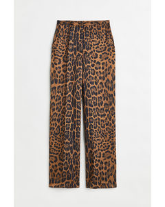 Tailored Trousers Light Brown/leopard Print
