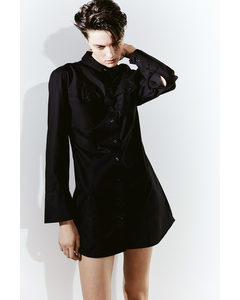 Tapered-waist Shirt Dress Black