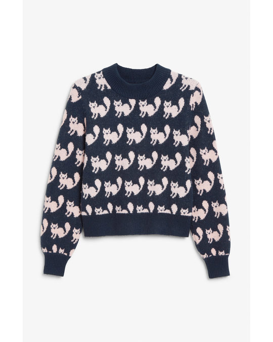 Monki Fine Knit Sweater Cats