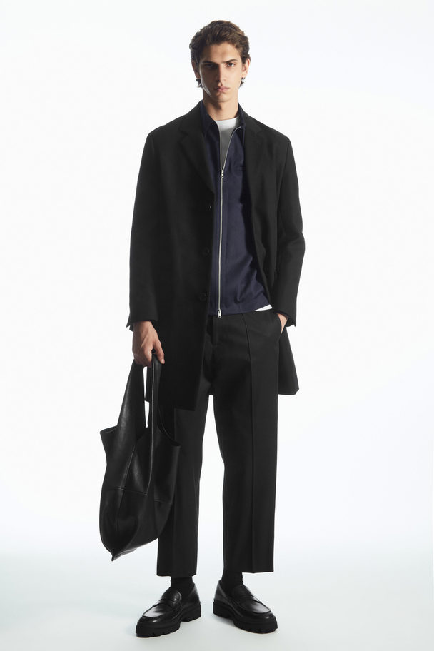 COS Regular-fit Twill Coat Black