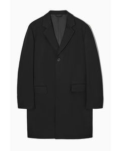 Regular-fit Twill Coat Black