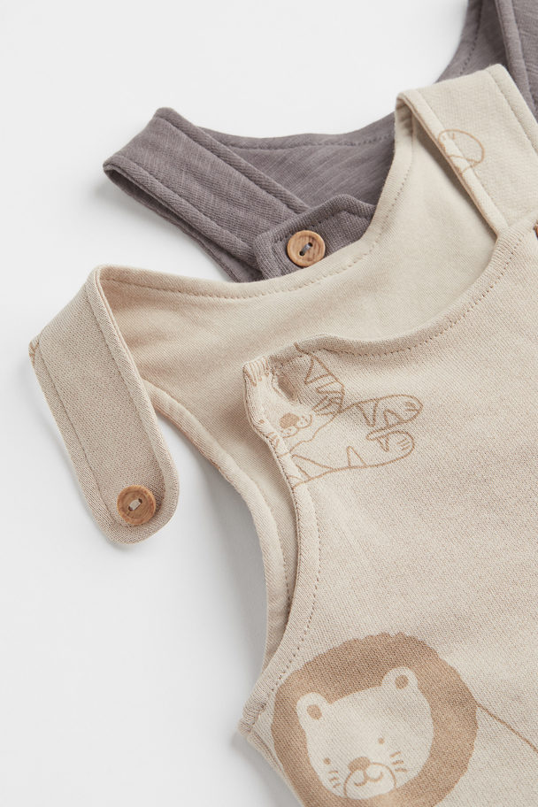 H&M 2-pack Cotton Dungarees Dark Grey/lions