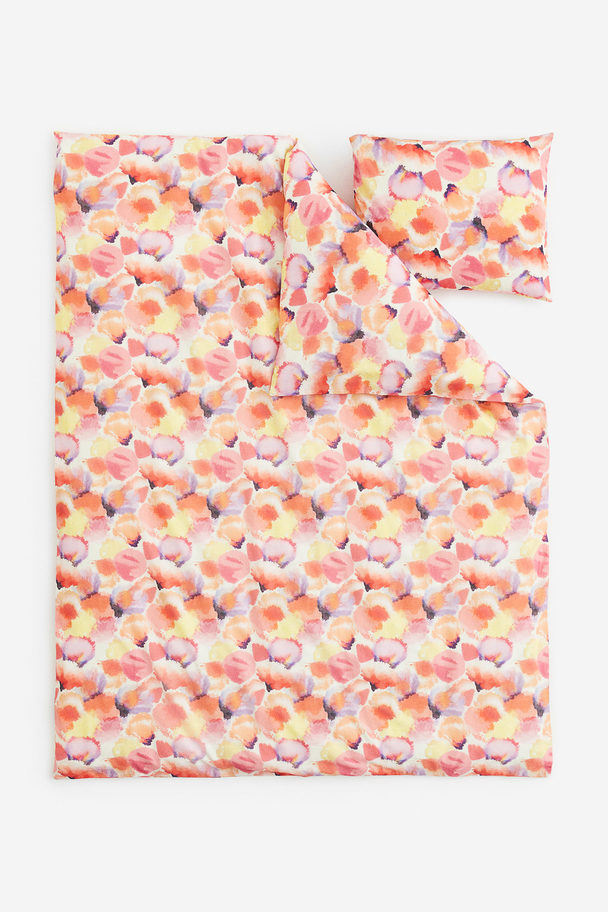 H&M HOME Patterned Single Duvet Cover Set Pink/petals