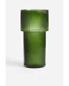 Stor Vase I Glass Mørk Grønn