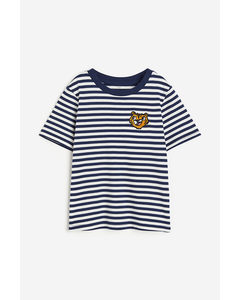 T-shirt Med Tryk Mørkeblå/tiger