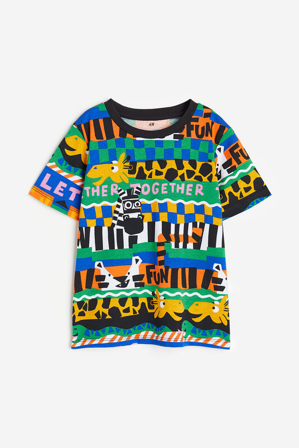 H&M T-Shirt mit Print Schwarz/Tiere