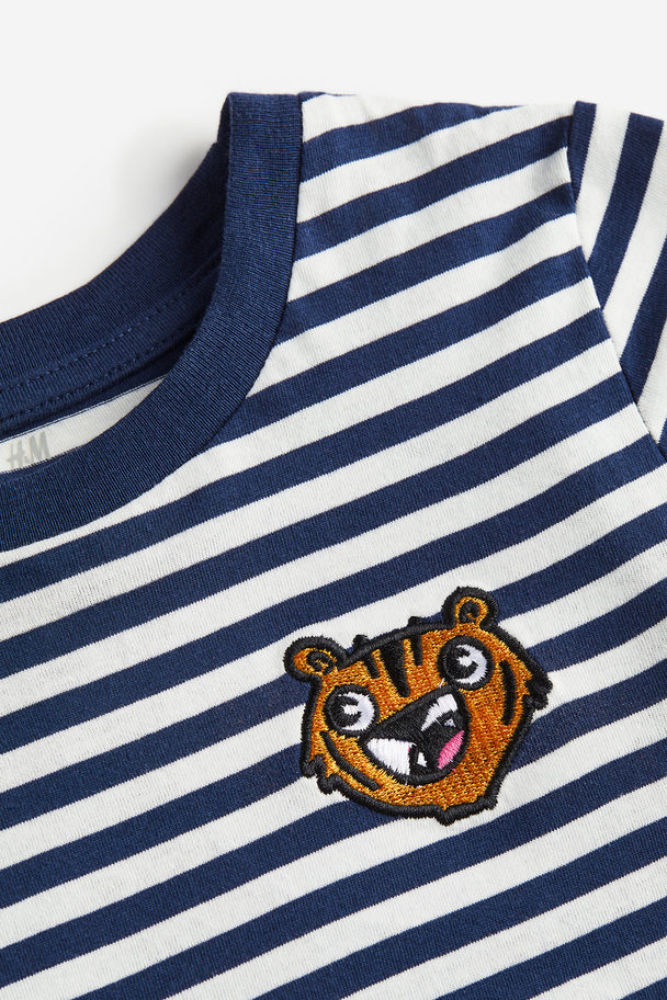 H&M T-shirt Med Tryck Mörkblå/tiger