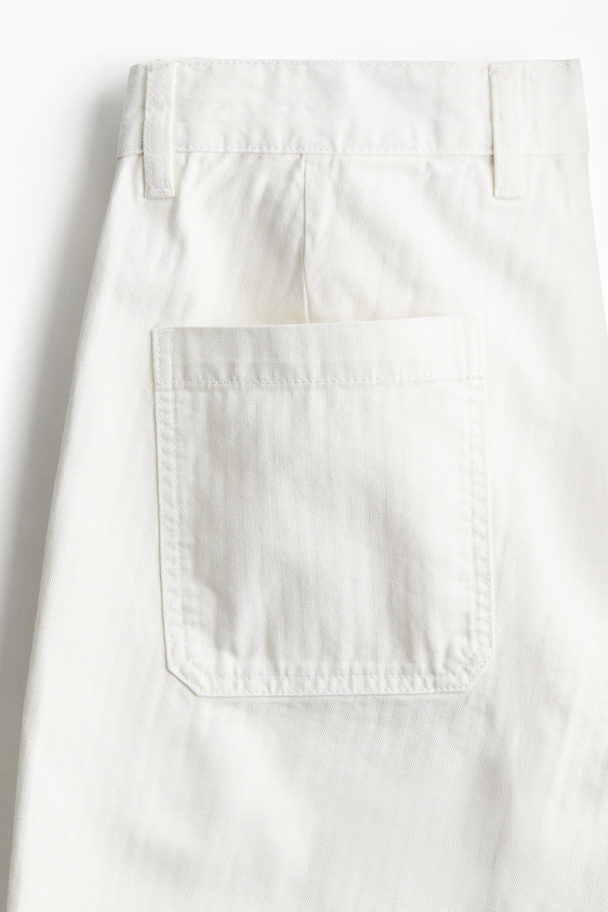 H&M Baumwollhose in Regular Fit Weiß