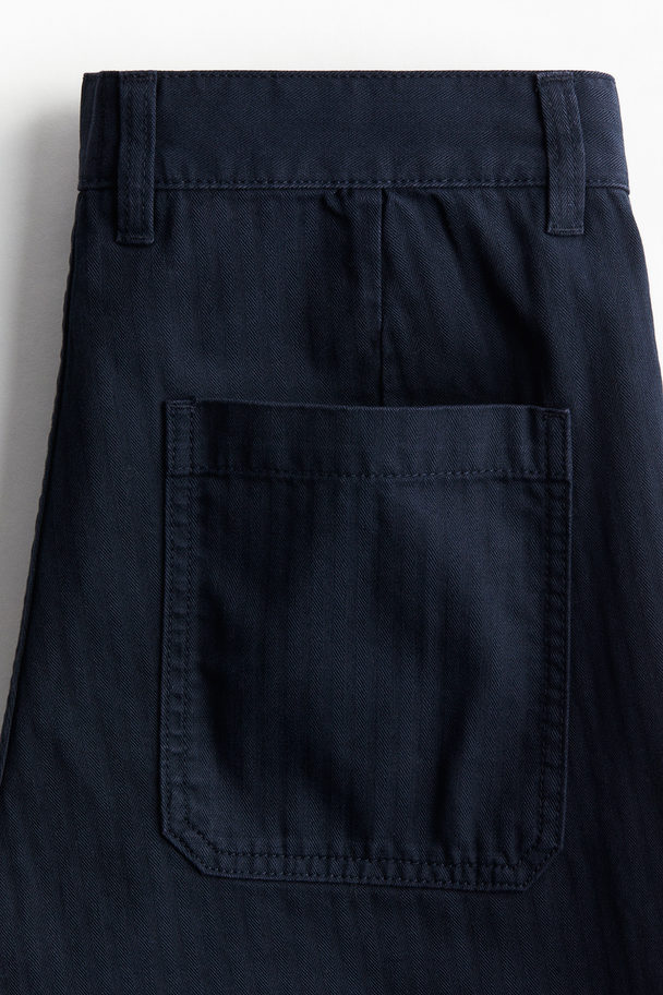 H&M Regular Fit Cotton Trousers Navy Blue