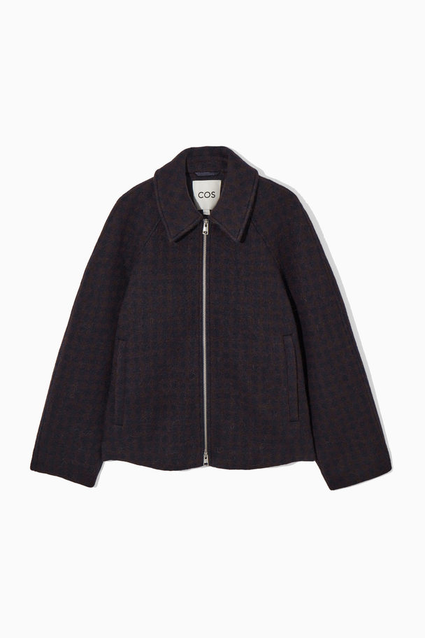 COS Oversized Boiled-wool Jacket Navy / Checked