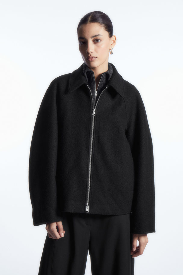 COS Oversized Boiled-wool Jacket Black