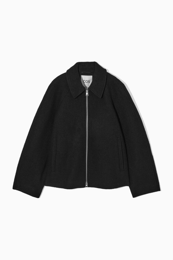 COS Oversized Boiled-wool Jacket Black