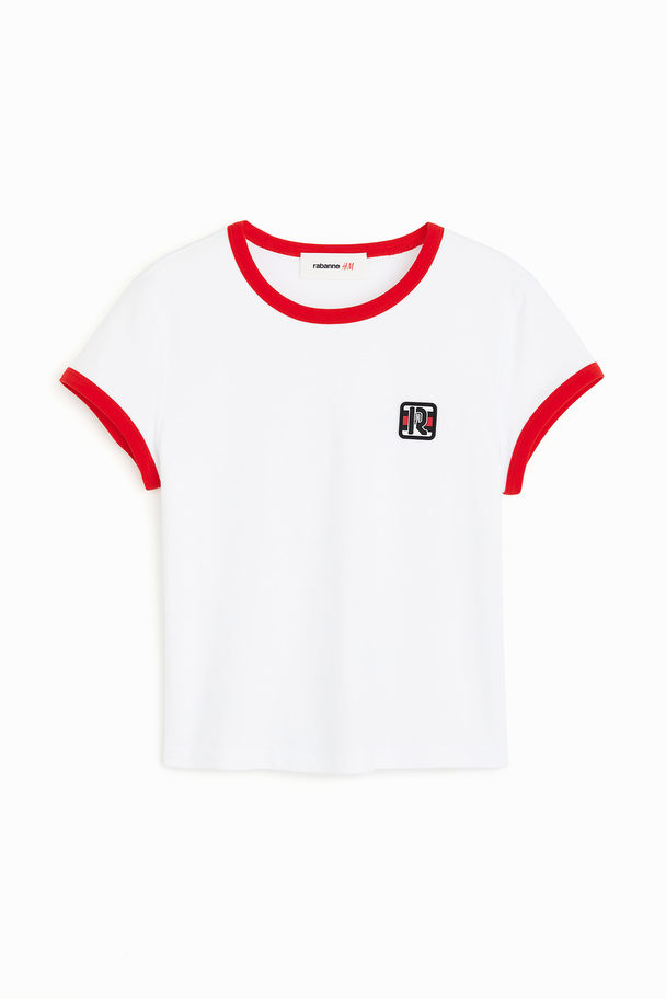 H&M Appliquéd T-shirt White/r