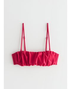 Rynket Bandeau Bikini Top Rød