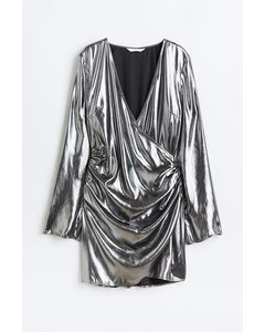 Gathered Bodycon Dress Silver-coloured