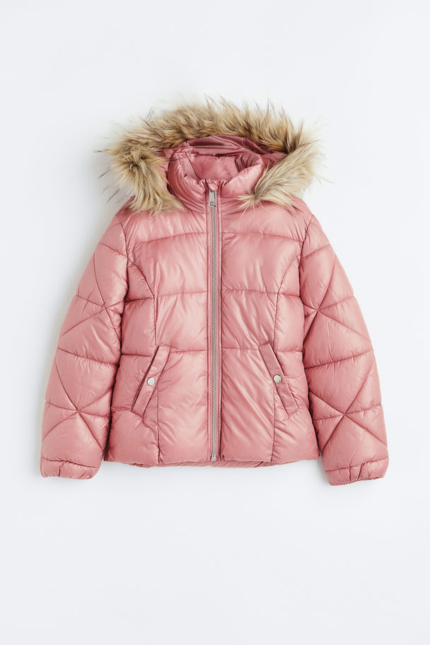 H&M Hooded Puffer Jacket Dusty Pink