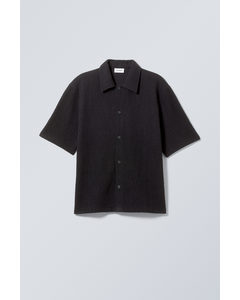 Loose Structured Short Sleeve Shirt Black