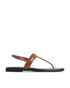 Leather Thong Sandals Brown