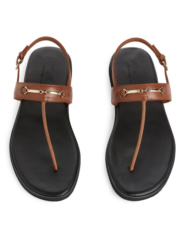 ARKET Leather Thong Sandals Brown