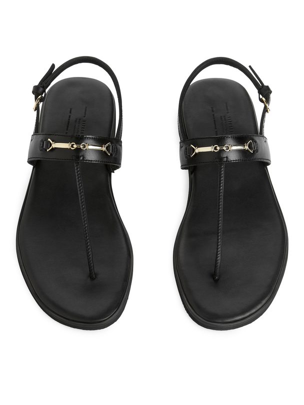 ARKET Leather Thong Sandals Black