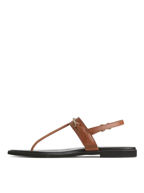 ARKET Leather Thong Sandals Brown