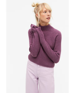 Ribbed Knit Turtleneck Sweater Purple