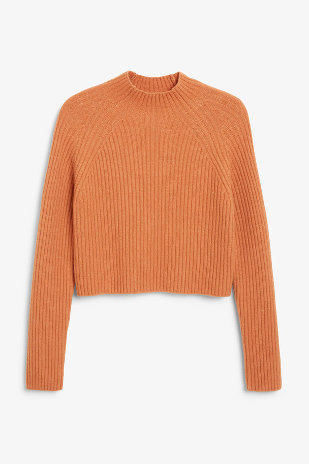 Monki Ribbed Knit Turtleneck Sweater Dusty Orange