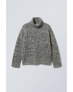 Cypher Rullekravesweater I Uldblend Meleret Gråbrun