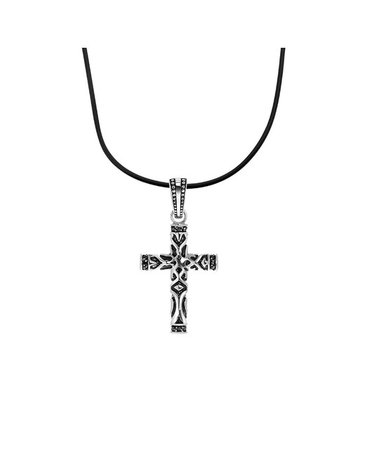 Edelstahl *NEU* Kautschuk-Halskette "Kreuz"