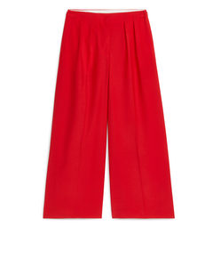 Relaxed Wool-blend Trousers Red