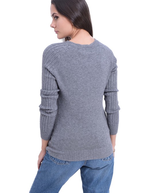 William de Faye Round Collar Sweater Light Grey