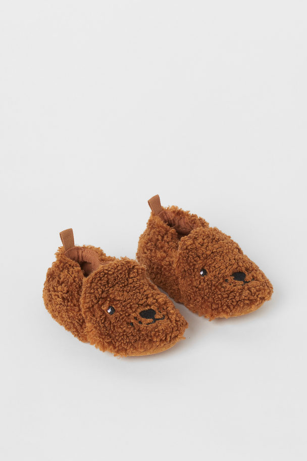 H&M Soft Teddy Slippers Brown