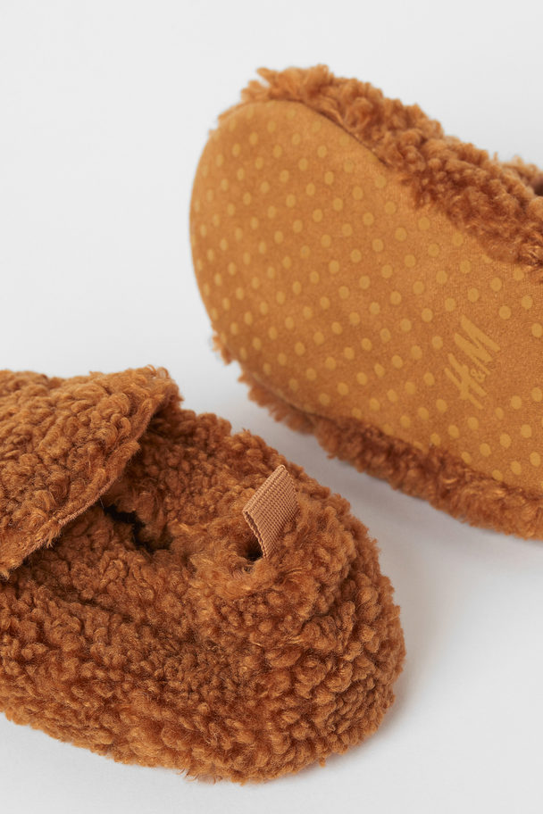 H&M Soft Teddy Slippers Brown