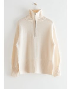 Oversized Half-zip Sweater White