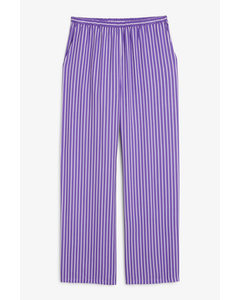 Light-weight Trousers Purple And White Stripes