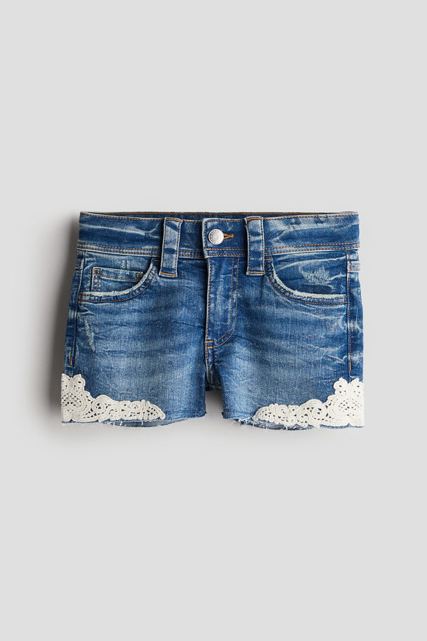 H&M Jeansshorts Denimblå/spets