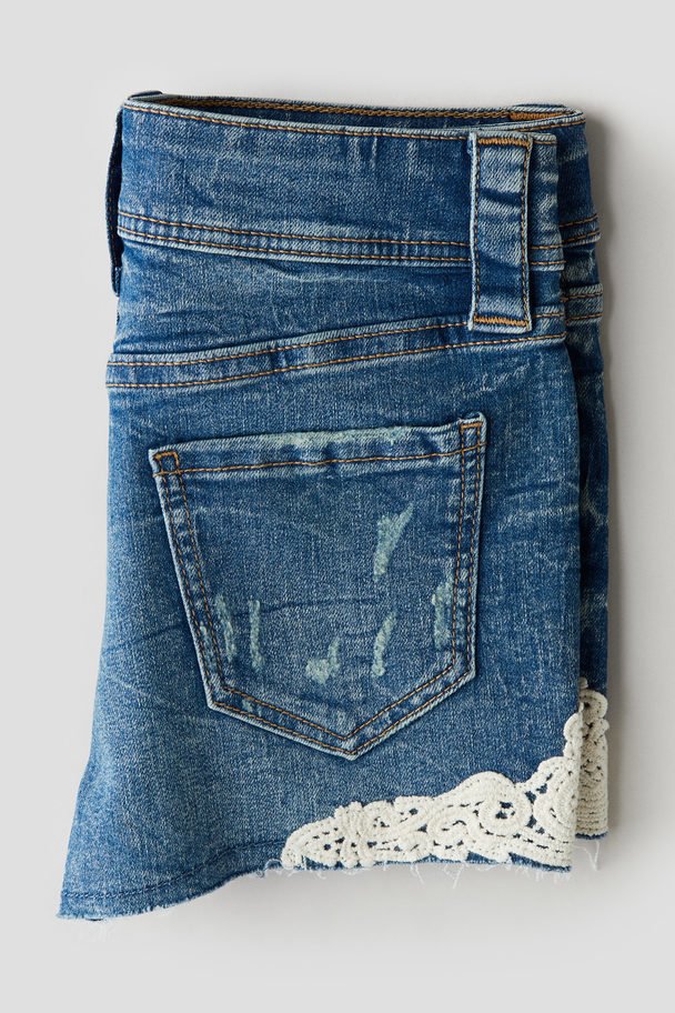 H&M Denim Shorts Denim Blue/lace