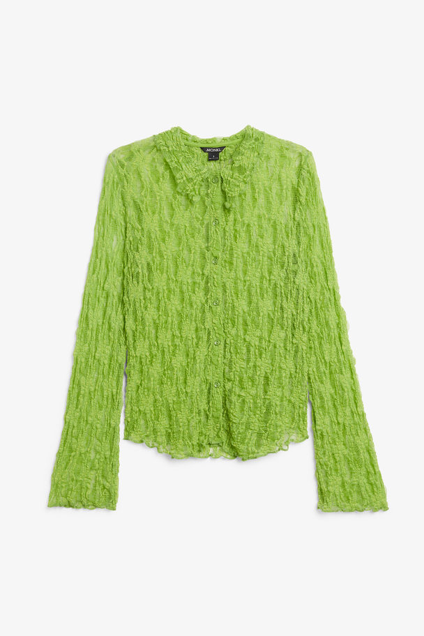 Monki Long Sleeved Structured Lace Shirt Lime Green