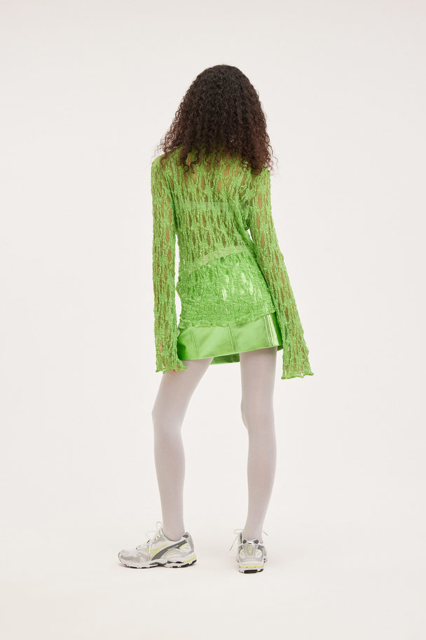 Monki Long Sleeved Structured Lace Shirt Lime Green