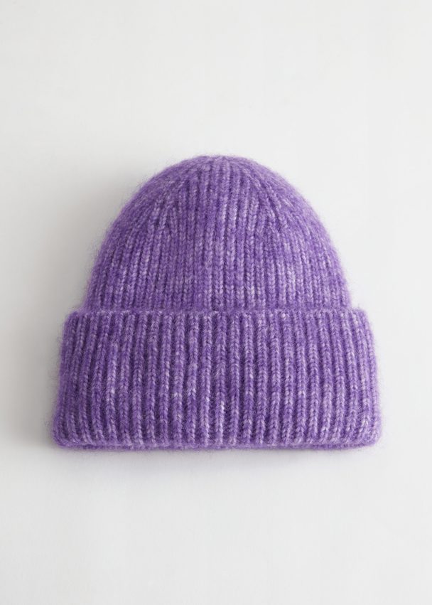 & Other Stories Ribbed Wool Blend Beanie Lilac