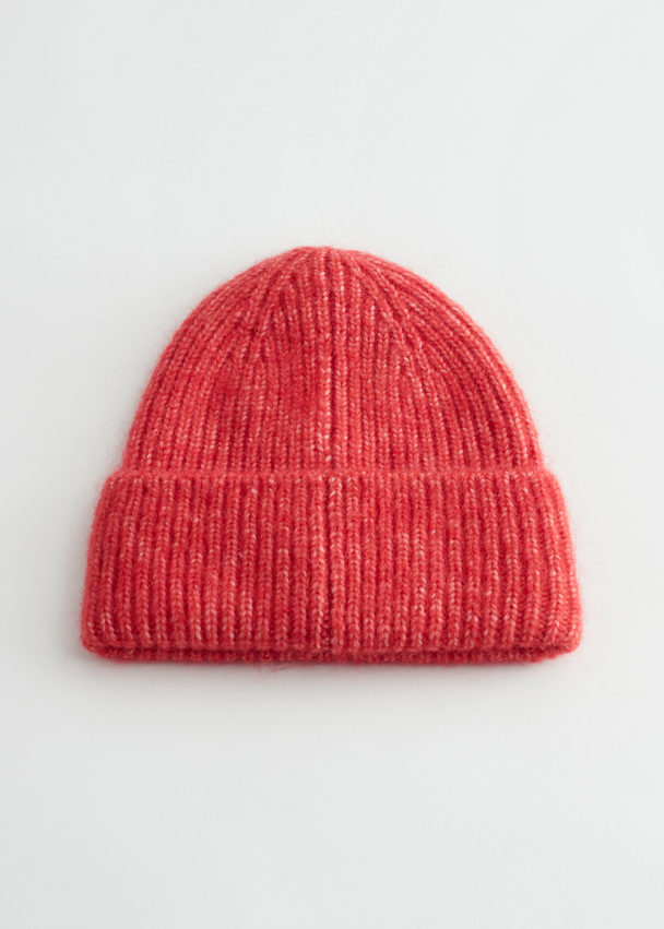 & Other Stories Ribbed Wool Blend Beanie Rose Hip