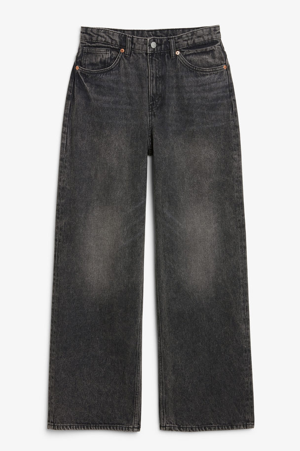 Monki Iku Highwaist-Jeans in lockerer Passform Galaxy-Schwarz