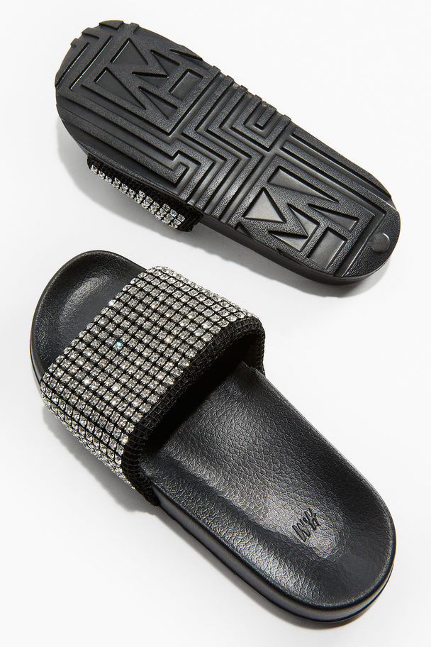 H&M Badesandalen mit Strassverzierung Schwarz/Strass