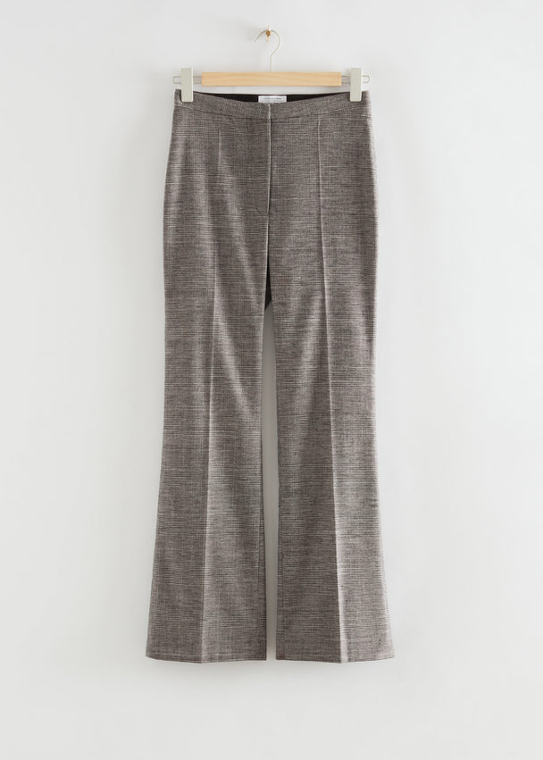 & Other Stories High Waist Wool Flared Trousers Grey