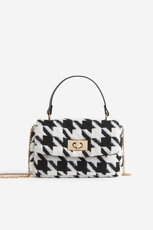 H&M Small Shoulder Bag Black/dogtooth-patterned
