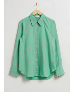 Skjorta Med Regular Fit  Grön/mörkblå Ränder