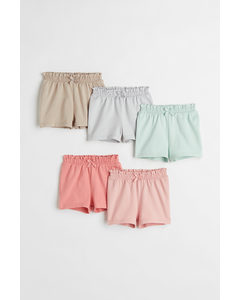 5-pack Cotton Shorts Beige/light Mint Green/pink