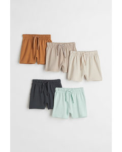 5-pack Shorts I Bomull Lys Brun/beige/mintgrønn