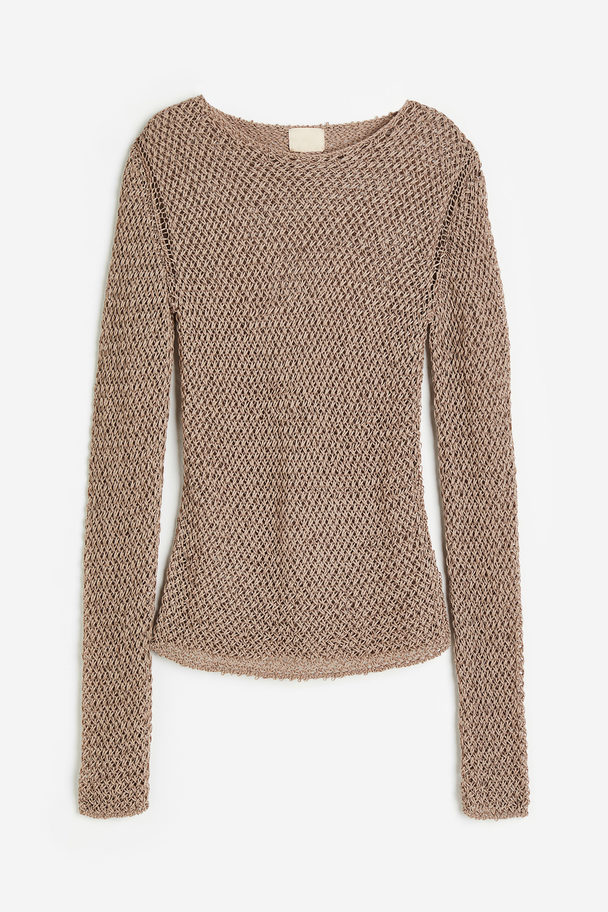 H&M Textured-knit Top Beige