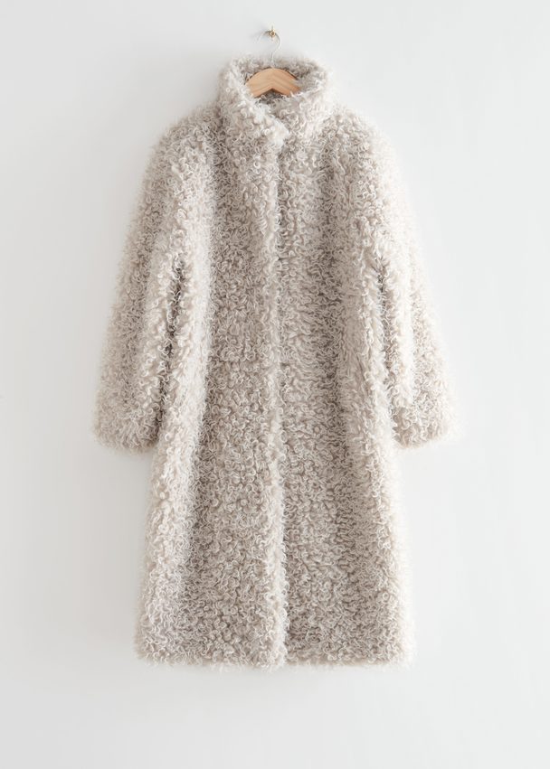& Other Stories Faux Shearling Coat Beige